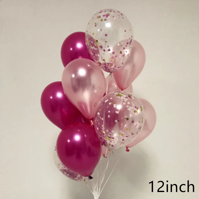 10pcs10/12 дюймов, винно-красные, ярко-розовые, Золотое пачка-платье свадебное воздушный шар "Конфетти" Свадебный десерт на тему дня рождения вечерние украшения - Цвет: as picture