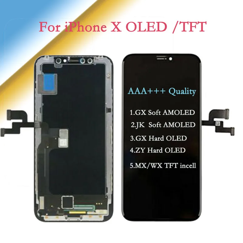 Koop AAA + + + Voor iPhone X AMOLED JK GX Zachte OLED Touch Screen Met Digitizer Vergadering GX ZY Hard OLED Vervanging Display TFT LCD