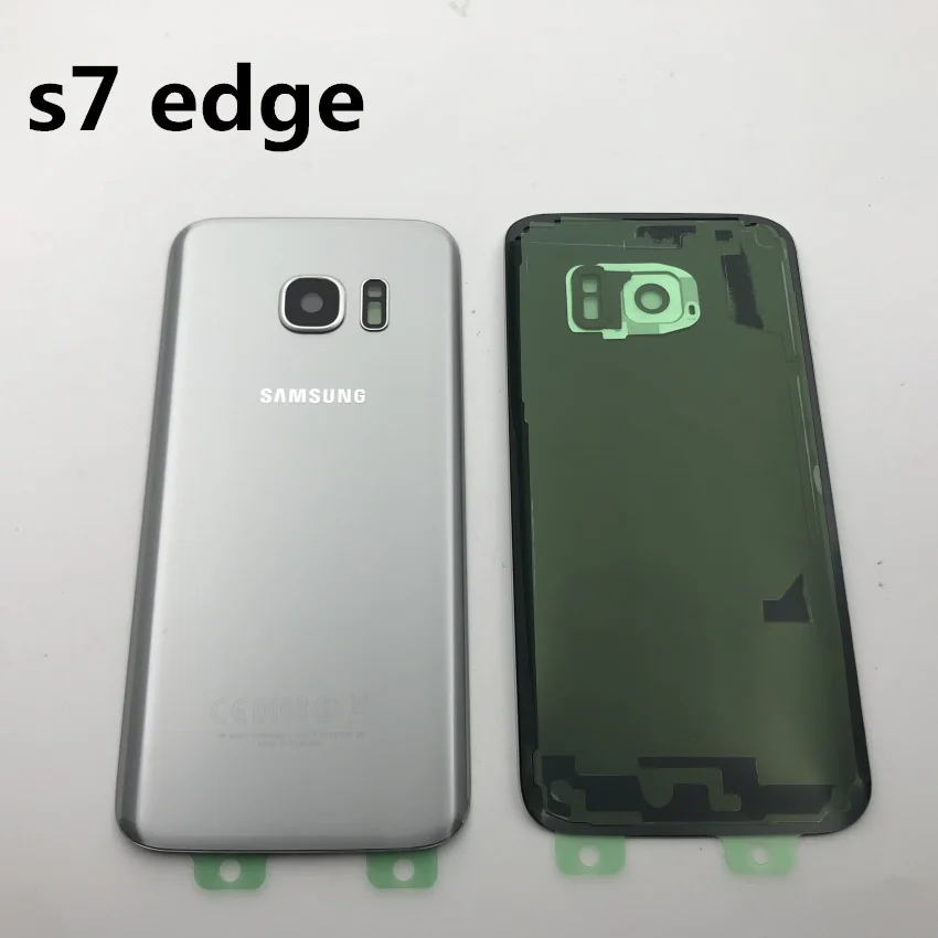 Samsung Galaxy S7 G930 S7 edge G935 Задняя крышка батареи корпус двери+ Ушная камера стеклянная рамка объектива Запасные части для ремонта - Цвет: s7 edge silver