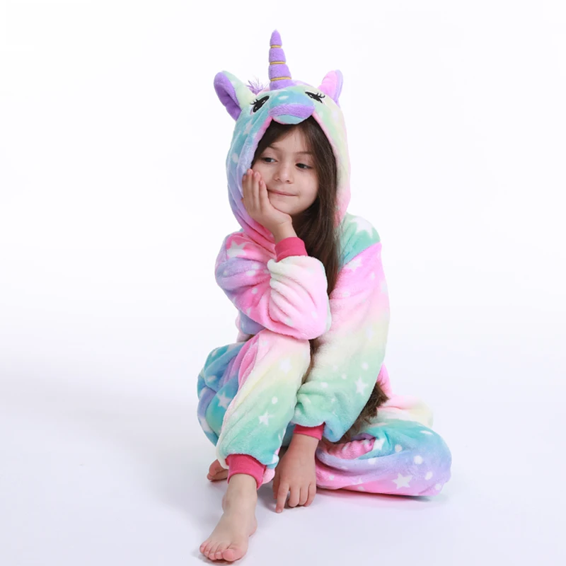 Kigurumi/Детская Пижама с единорогом; одеяло с рисунком животных; Пижама; Детский костюм; Зима г.; Новинка; комбинезон с единорогом для мальчиков и девочек