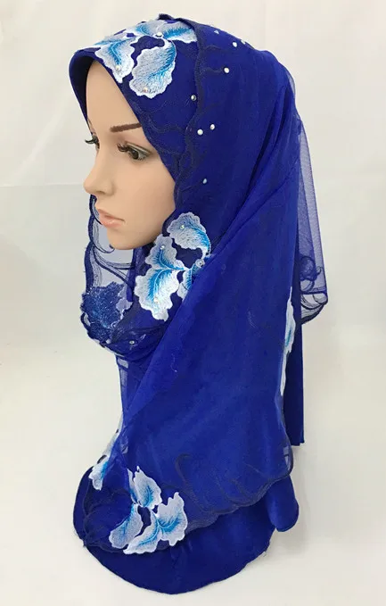 Fashion 2 Pieces Women Lady Muslim Amira Hijab Lace Embroidery Scarf Shawls Turban Assorted Colors | Тематическая одежда и