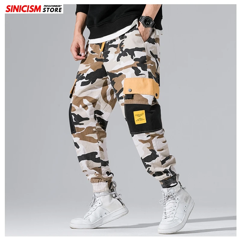 Sinicism Store Мужские осенне-зимняя уличная мода брюки карго мужские хип-хоп Джоггеры мужские большие камуфляжные Модные шаровары