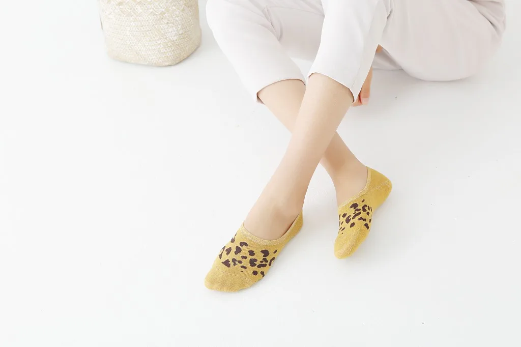 Leopord/Женские Носки с рисунком весенне-летние тонкие хлопковые короткие Дышащие носки с низким вырезом невидимая Лодыжка