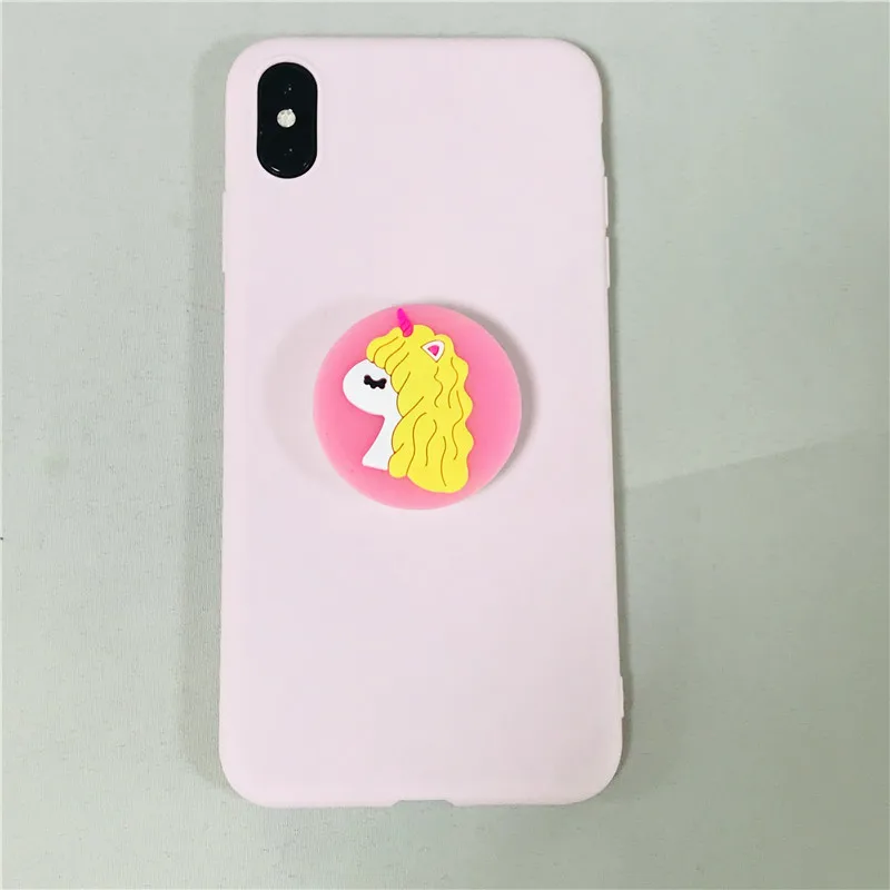 pink unicorn 3D с героем мультика Минни гибкий держатель Подставка для телефона чехол для Samsung Galaxy S6 S7 край S8 S9 плюс S10 5G S10E Lite Мягкий силиконовый чехол - Цвет: pink unicorn