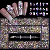 2500pcs Luxury Shiny Diamond Nail Art Rhinestones Crystal Decorations Set AB Glass 1pcs Pick Up Pen In Grids Box 21 Shape 4