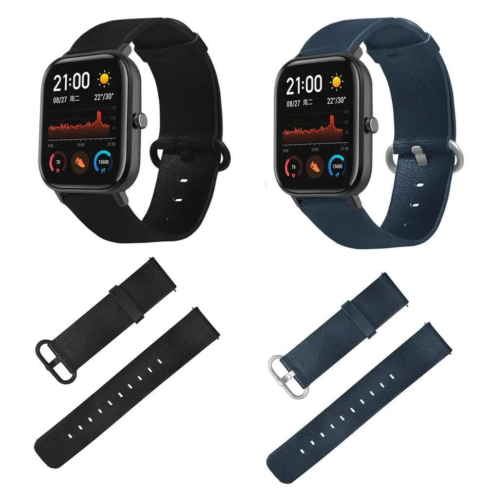 20 см Кожаный ремешок для часов Amazfit Gts двусторонний цвет итальянский кожаный