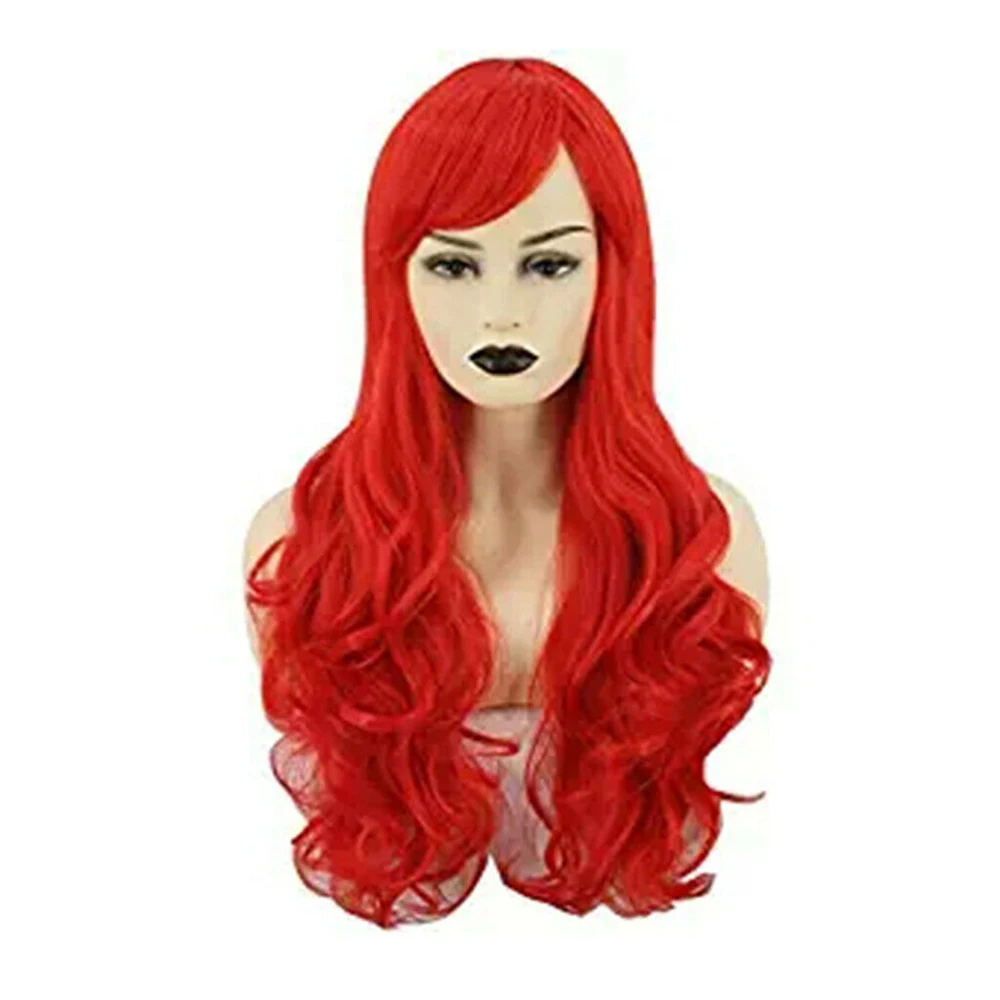 Русалочка Ариэль парик волнистый косплей парик синтетический длинный красный кудрявый костюм парики высокая температура провода