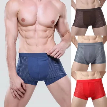 

Breathable Quick Dry Underwear Boxer Man Mesh Hollow Plus Size Solid Boxer Male Elastic Waist Summer Underpants Man