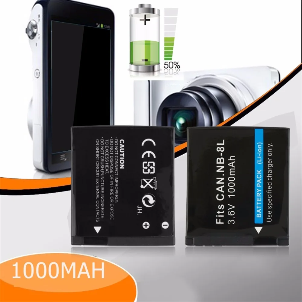Аккумуляторные видеокамеры батарея для камеры 1000 мАч для Canon A3000 A3100 камера видеокамеры Замена батареи Аксессуары для NB-8L