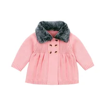 Осень-зима, свитер для маленьких мальчиков и девочек, вязаные топы с длинными рукавами, теплое пальто, одежда для малышей 3-24 месяцев