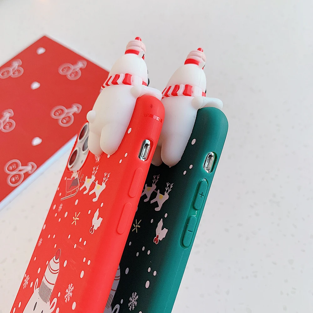 Прекрасный счастливый Рождество 3D кукла чехол для телефона для iPhone 11 11Pro Max XR X XS Max 7 8 6 6S Plus мультфильм снеговик олень задняя крышка подарок