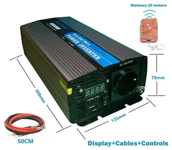 

Solar inverter 1000w 12v pure wave LCD + controller + 16mm2 WccSolar Cables
