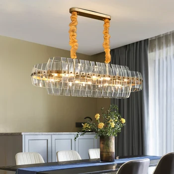

Modern Crystal Chandelier for Living room rectangle restaurant led Chandeliers Stainless Steel lamp