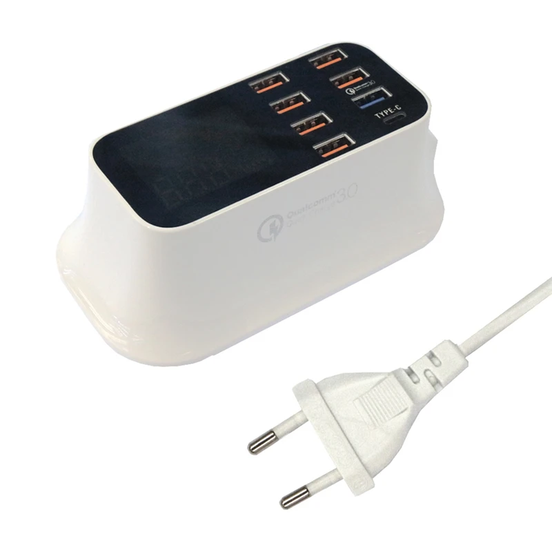 FFYY-быстрое зарядное устройство с несколькими портами USB, 40 Вт/8 А, настольное зарядное устройство с 1 портом type C и 1 портом Quick Charge 3,0, Led Di
