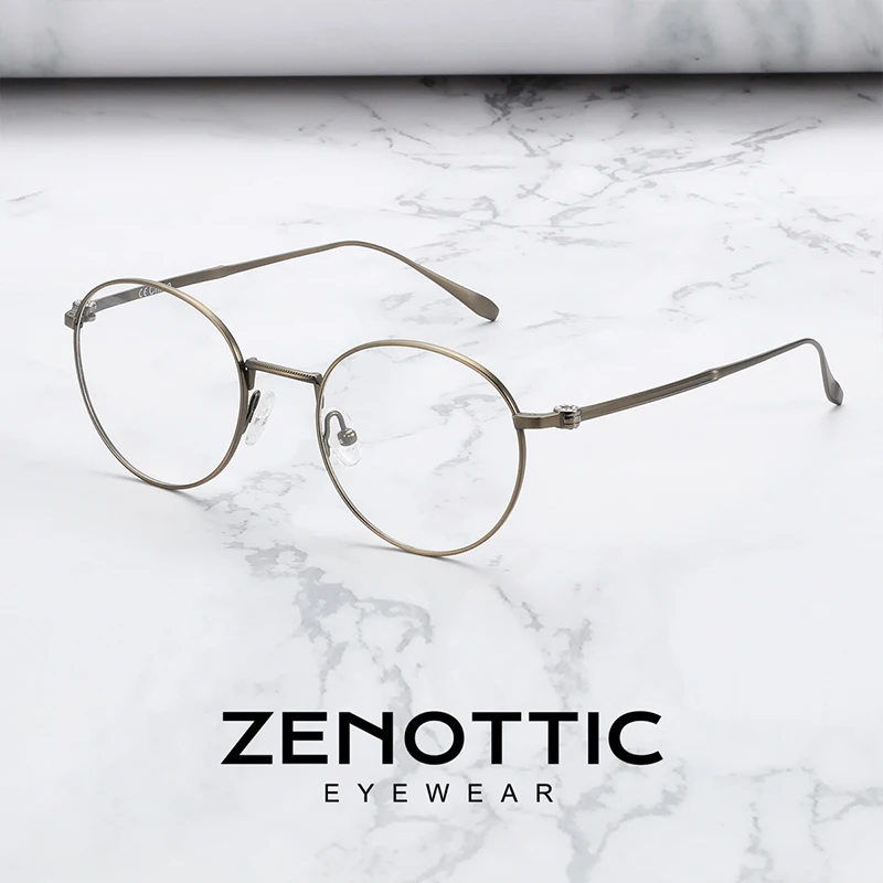 

ZENOTTIC Titanium Ultralight Glasses Frame Retro Round Eyeglasses Myopia Hyperopia Prescription Eyewear Anti Blue Light Lens