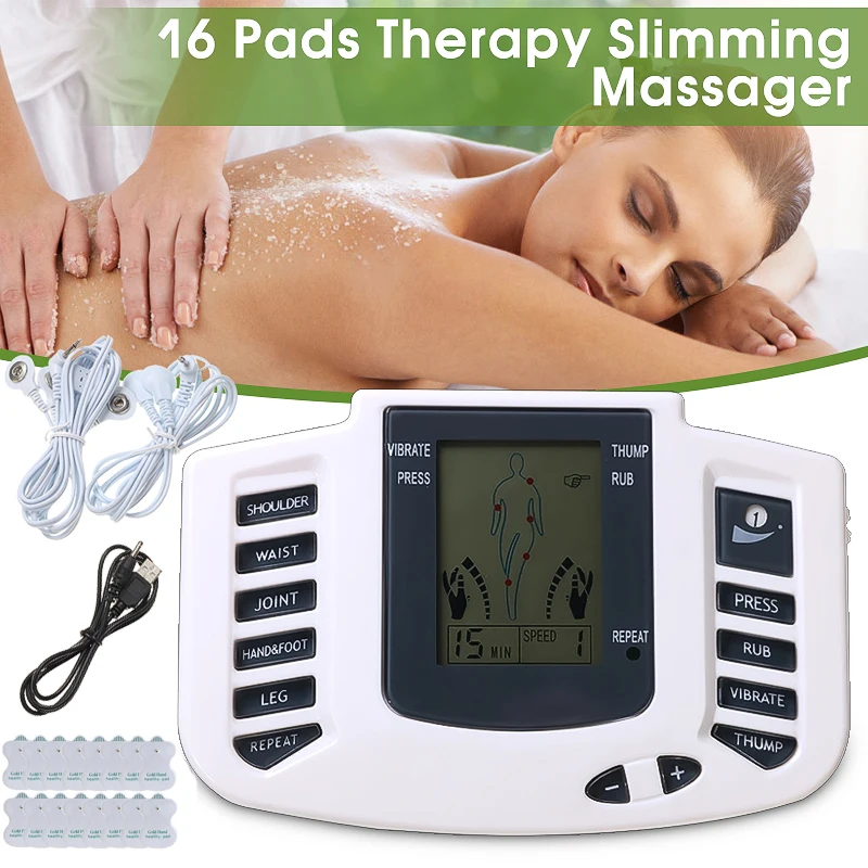 

Electric Muscle Stimulator EMS Acupuncture Therapy Pulse Massager Tens Machine Physiotherapy Full Body Electro Stimulation 16Pad