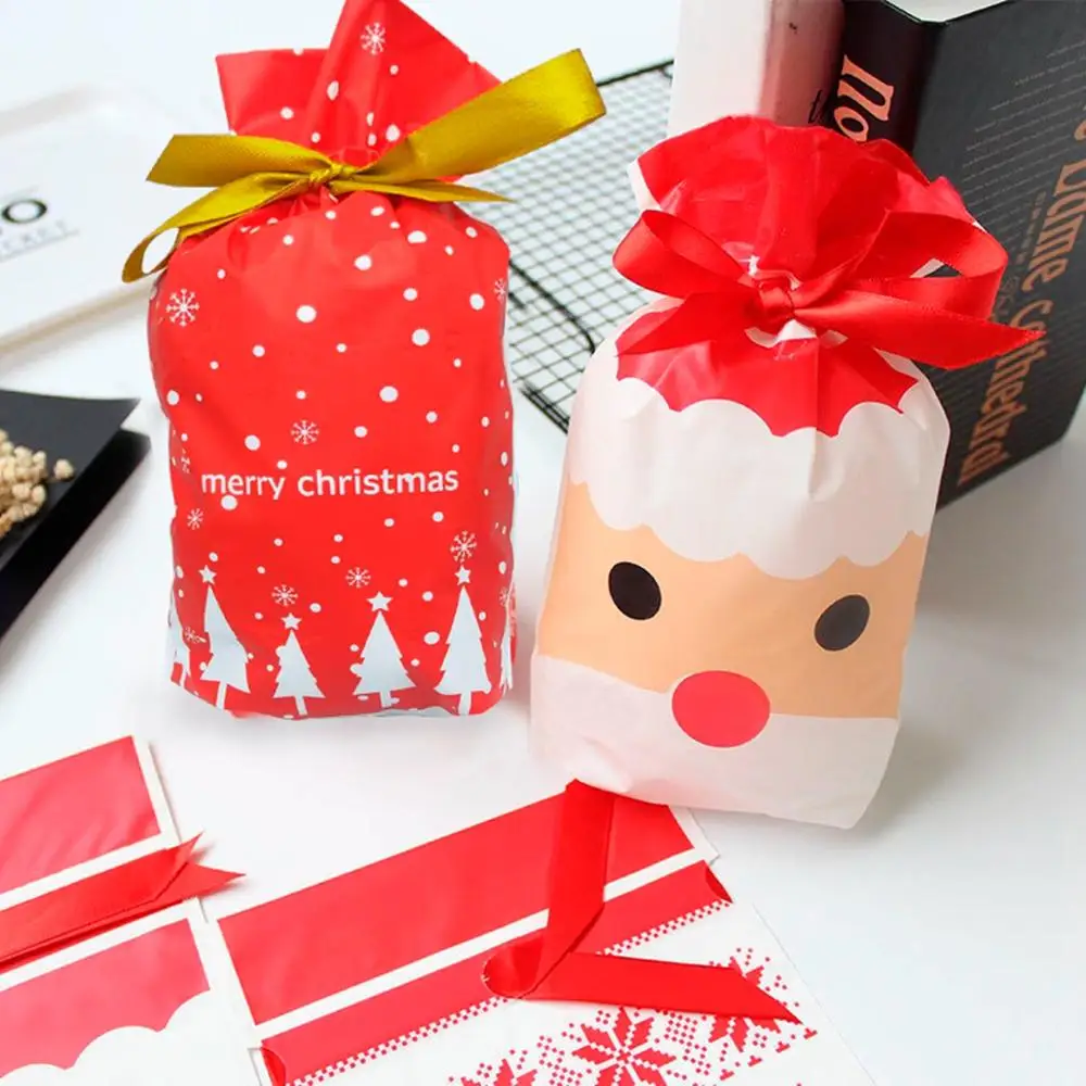 QIFU, 10 шт., рождественские подарочные сумки Санта-Клауса, Рождественский мешок для конфет, рождественские подарки, Упаковочная Сумка, Natal Navidad, счастливый год
