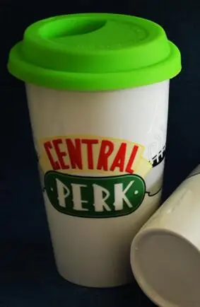 TV Series Friends Central Perk Ceramic Mugs with Silicone Cover Cartoon Coffee Milk Tea Mug Collectible Comic Lovers Cups Gift - Цвет: Green