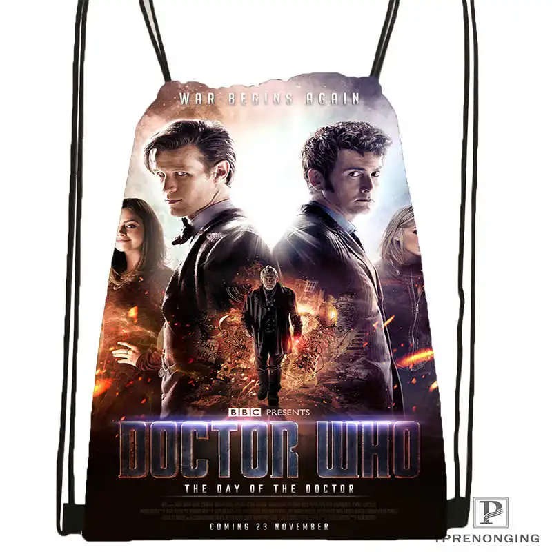 Customdoctor_who_brokenglassDrawstring рюкзак сумка для мужчин и женщин милый рюкзак(черная спинка) 31x40 см#20180611-03-152 - Цвет: Drawstring Backpack
