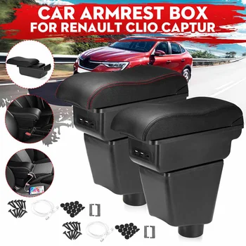 

Leather Car Central Armrest Arm Rest Storage Box Case For Renault Clio Captur