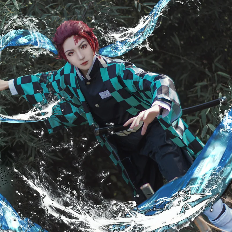 

Demon Slayer: Kimetsu no Yaiba Kamado Tanjirou Uniform Outfit cosplay Costumes Demon Slayer Kimono Kamado Nezuko Cosplay Wigs