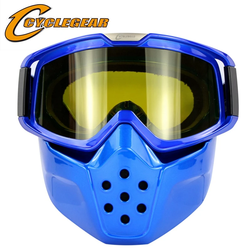 Маска для защиты от ветра Акула, очки для мотокросса, винтажный шлем, Ретро стиль, мотоциклетный шлем с открытым лицом, щит для велосипеда, CG04 - Цвет: Blue Yellow