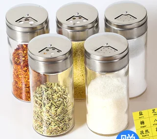5pcs XMT-HOME Стеклянная банка для специй шейкер для соли и перца барбекю Кухня приправа сахарный порошок шейкер бутылка для соль, специи диспенсер - Цвет: 5pcs