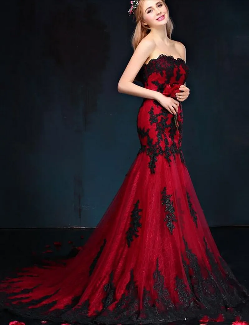 Black And Red Evening Gown Red Ball Red And Black Long Gown Save Big On Bulk, image size:800x1041