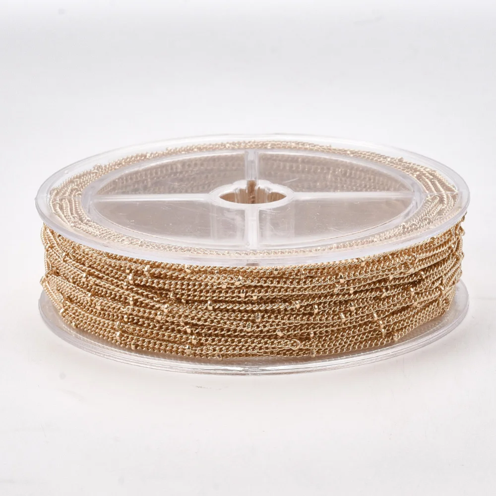 about 15m/Roll Brass Curb Chains Soldered Satellite Chains 2x1.5x0.4mm for jewelry making DIY Bracelet Necklace Accessories