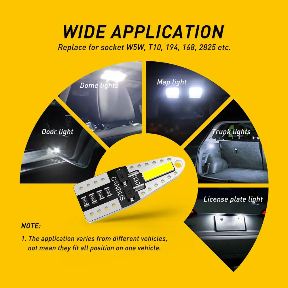 AUXITO T10 LED ڵ , W5W LED Canbus, ƿ A4 B7 BMW E90  i20 ڵ ׸  ׼, 10 