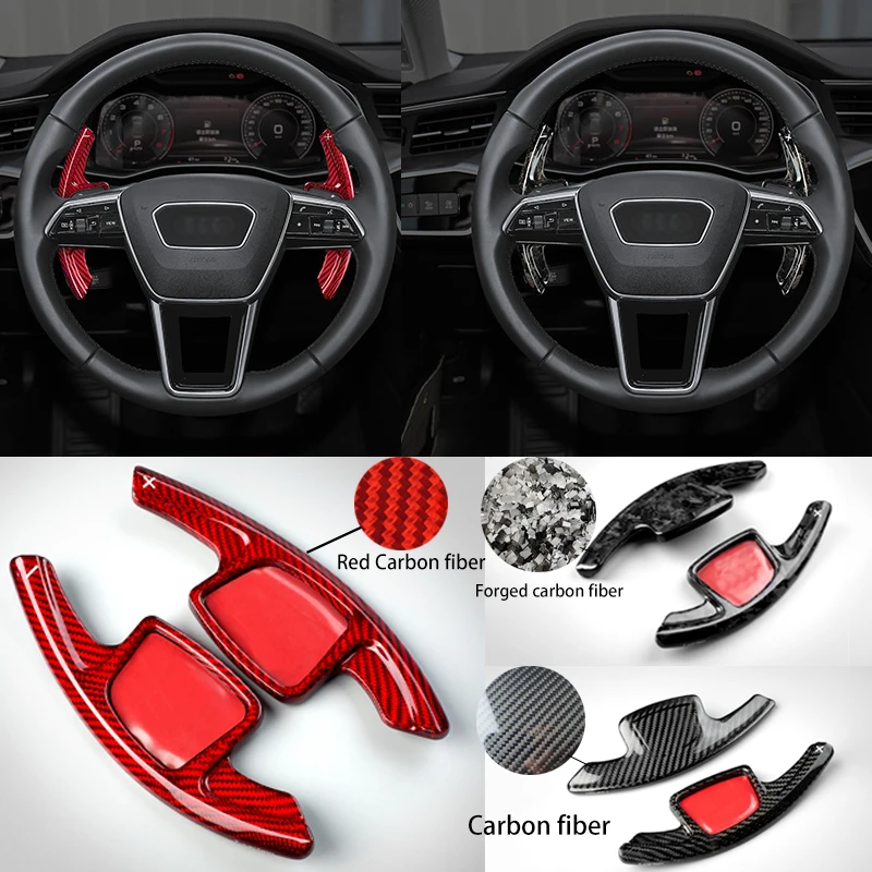 

Для Audi A3 A4 S4 A5 A6 C8 A7 A8 2021 углеродное волокно Автомобильный интерьер рулевое колесо переключение весло удлинитель Переключатель весла аксессуары