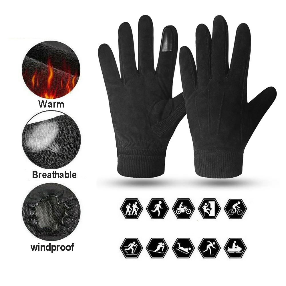 Зимние толстые теплые перчатки для мужчин и женщин, полный палец, сенсорный экран, перчатки для спорта на открытом воздухе, ветрозащитные, для верховой езды, катания на лыжах, велосипедные перчатки
