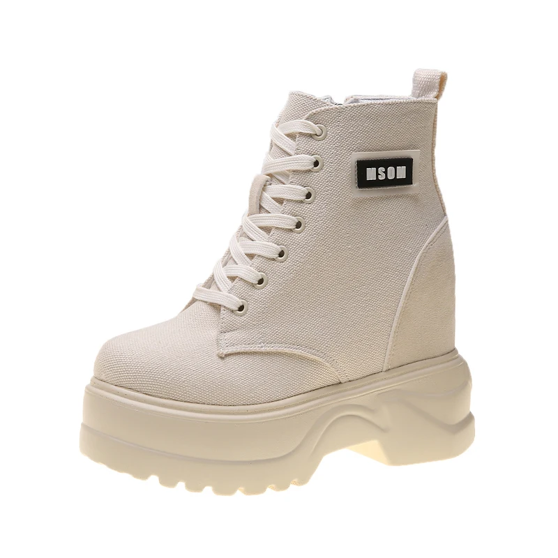 9821 Beige Белая модная обувь; женские высокие кроссовки; женские ботильоны на платформе; Basket femme chaussures Femmes; обувь, увеличивающая рост - Цвет: 9821 Beige