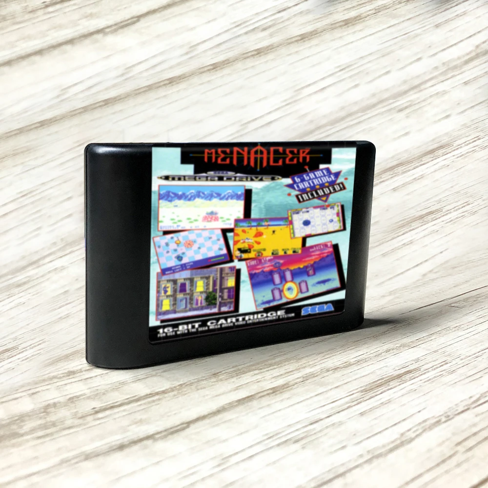 Menacer 6-Game Cartridge - EUR Label Flashkit MD Electroless Gold PCB Card for Sega Genesis Megadrive Video Game Console | Электроника