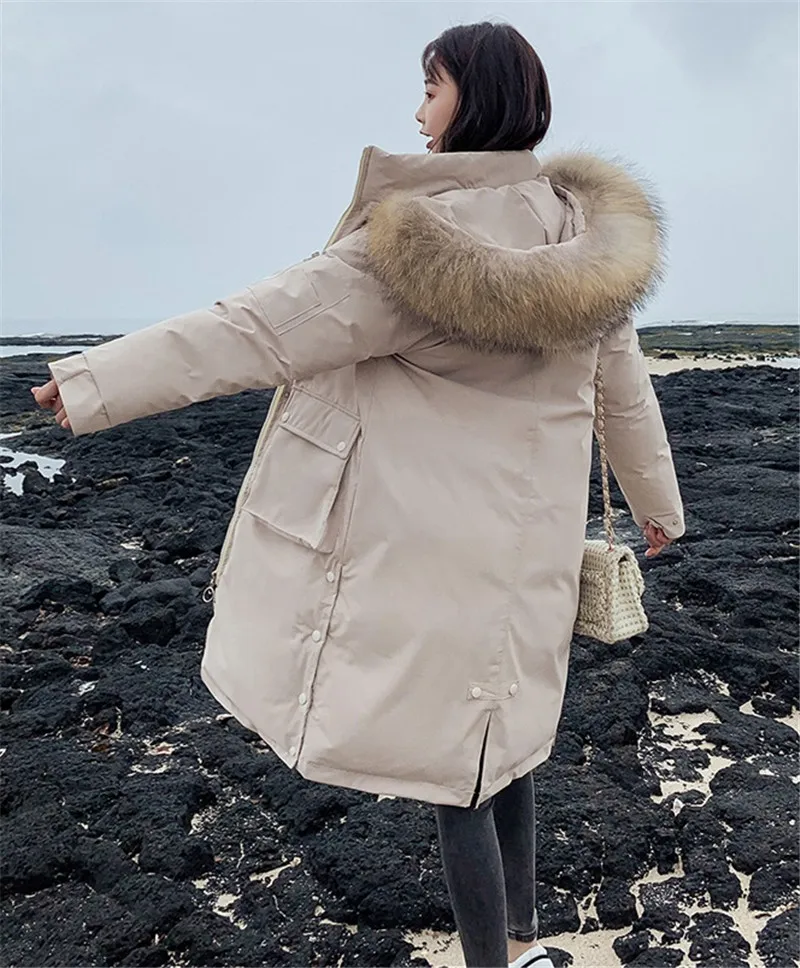 Winter Jacket Coat Plus size Women Fashion Fur collar Hooded Down cotton Jackets Women's long Warm Cotton Jackets Parkas F906