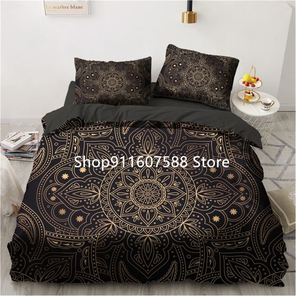 Black Gold Bedding Set Luxury Duvet Cover Sets 3d Moon Dream Catcher Comforter Cover Set Cute Bed Set For Adult 