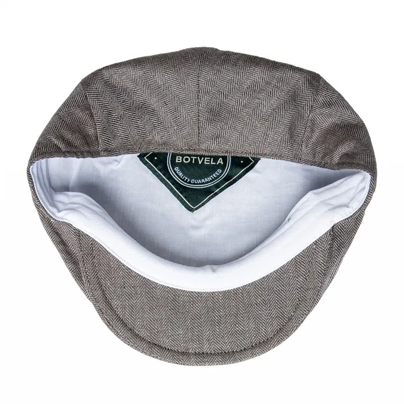 BOTVELA Men Cap Herringbone Linen Newsboy Caps High Quality Flat Caps Driver Ivy Hat Bakerboy Hats Cool Boina for Male - Image 6