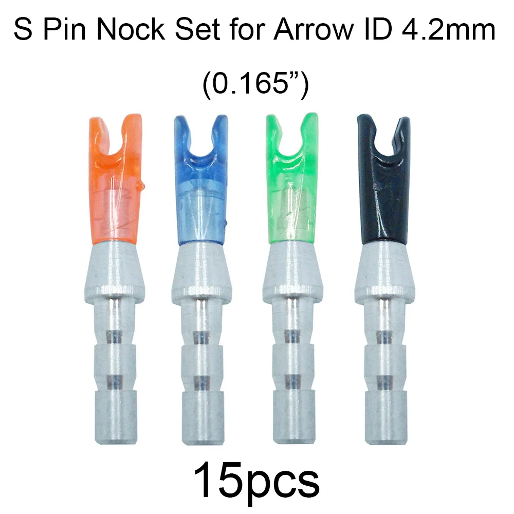 15pcs 0.165" Archery Arrow Pin Nock Set ( S Pin Nock + Nock Pin ) for