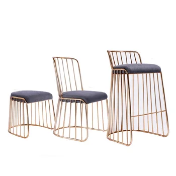 

Nordic Modern Minimalist Golden Wrought Iron Dining Chair Cafe Bar Bar Table Chair Chair Leisure Creative Chair