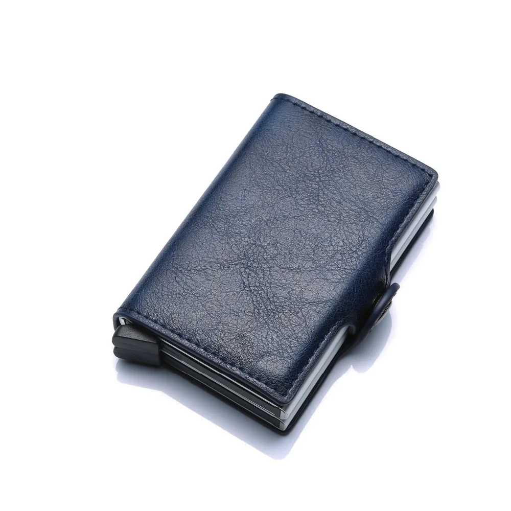 Bisi Goro кожаный бизнес-держатель для карт кошелек унисекс металлический блокирующий RFID кошелек чехол для ID карты Алюминиевый Дорожный кошелек Чехол