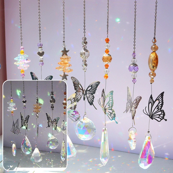 Crystal Windchimes Sun Catchers Hanging Pendant Light Catching Jewelry Wind Chimes for Home Garden Wedding Chandelier Decoration