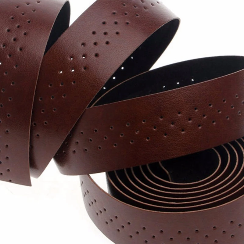 1 Pair Pu Leather Cycling Road Bike Bicycle Handlebar Tape Belt Reflective Grip Wrap Anti-Slip Anti-Sweat Strap With 2 Bar Plugs