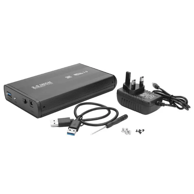 VKTECH 3,5 дюймов жесткого диска SATA HDD SSD корпус для внешнего жесткого USB3.0/USB2.0 5 Гбит/с 12V 2A Алюминий сплав жесткого диска чехол штепсельная вилка британского стандарта