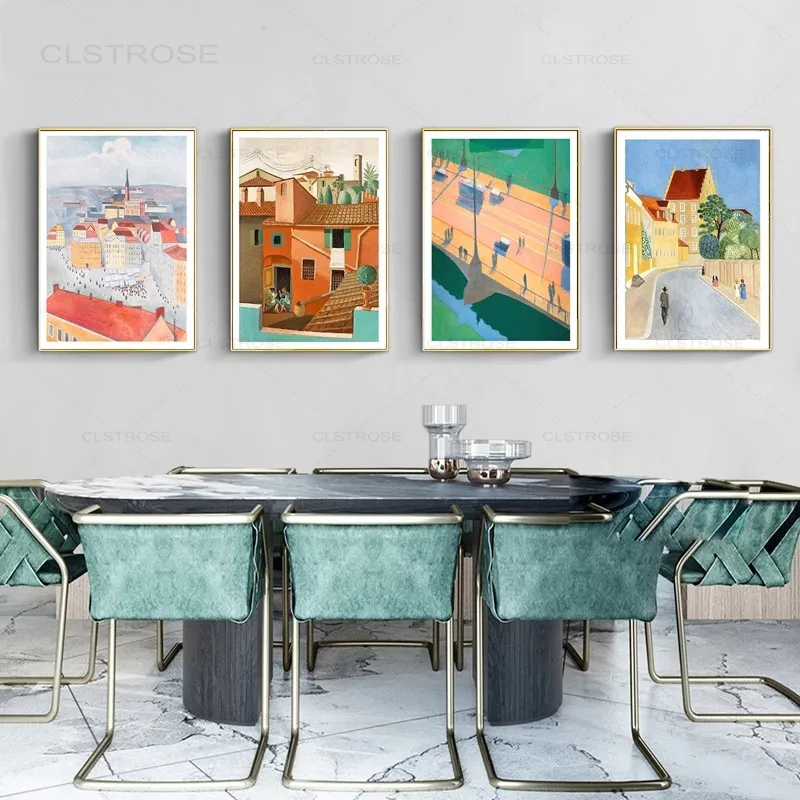 

Nordic American Style Abstract Landscape Canvas Painting For Background Wall Art Corridor Living Room Home Decoration Unframed