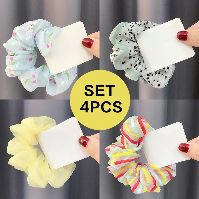 Модные шифоновые резинки для волос однотонные спортивные эластичные Женская