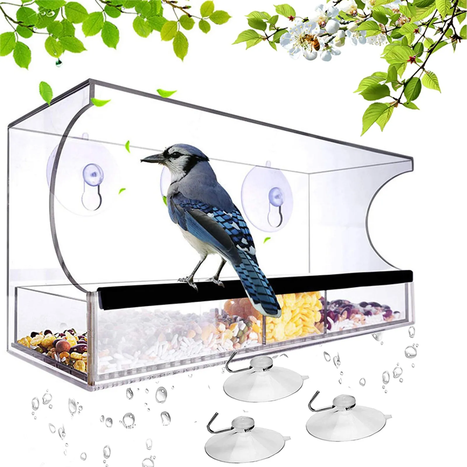 Clear Glass Window Birds Hanging Bird Feeder House Table   Suction New Peanut 