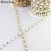 7mm width metal flower torus pearl chain rhinestone trim DIY decorated in clothing, bags,shose accessories ML120 ► Photo 3/5