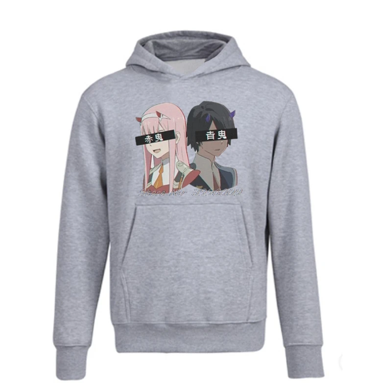 Aka Oni And Ao Oni Amazing hoodies Darling In The Franxx Zero Two Men Zipper Fleece Sweatshirts Coat Streetwear