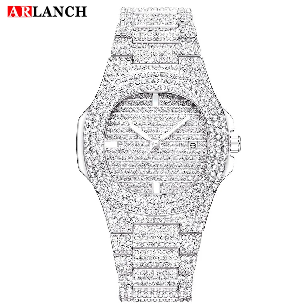 Gold Watch Men Luxury Brand Diamond Mens Watches Top Brand Luxury FF Iced Out Women Quartz Watch Calender Unique Gift For Men