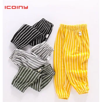 

Summer Casual striped Pants Boys Thin Anti Mosquito Harem Pants Elastic Waist Trousers For Girls Corset trousers